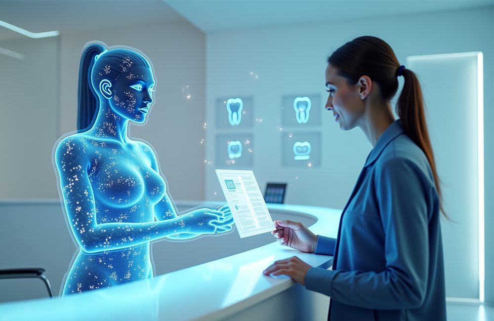 representación de una recepcionista virtual, imagen creada con IA